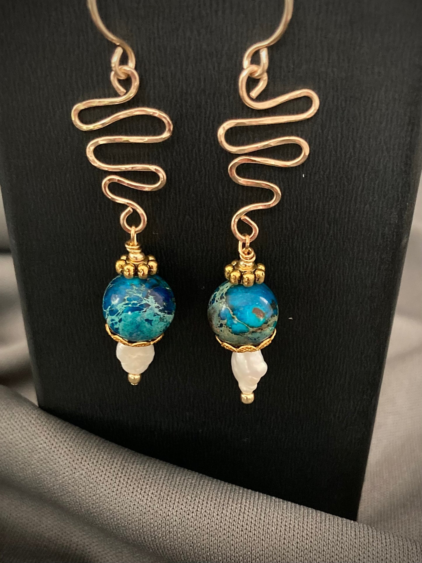 Aqua Blue and Gold earrings