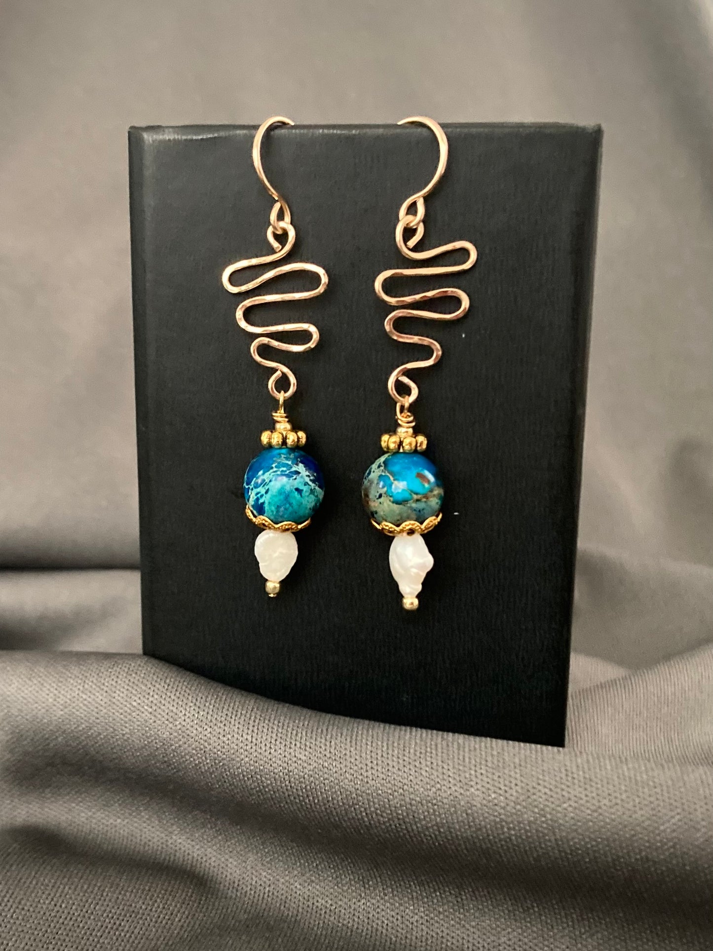Aqua Blue and Gold earrings