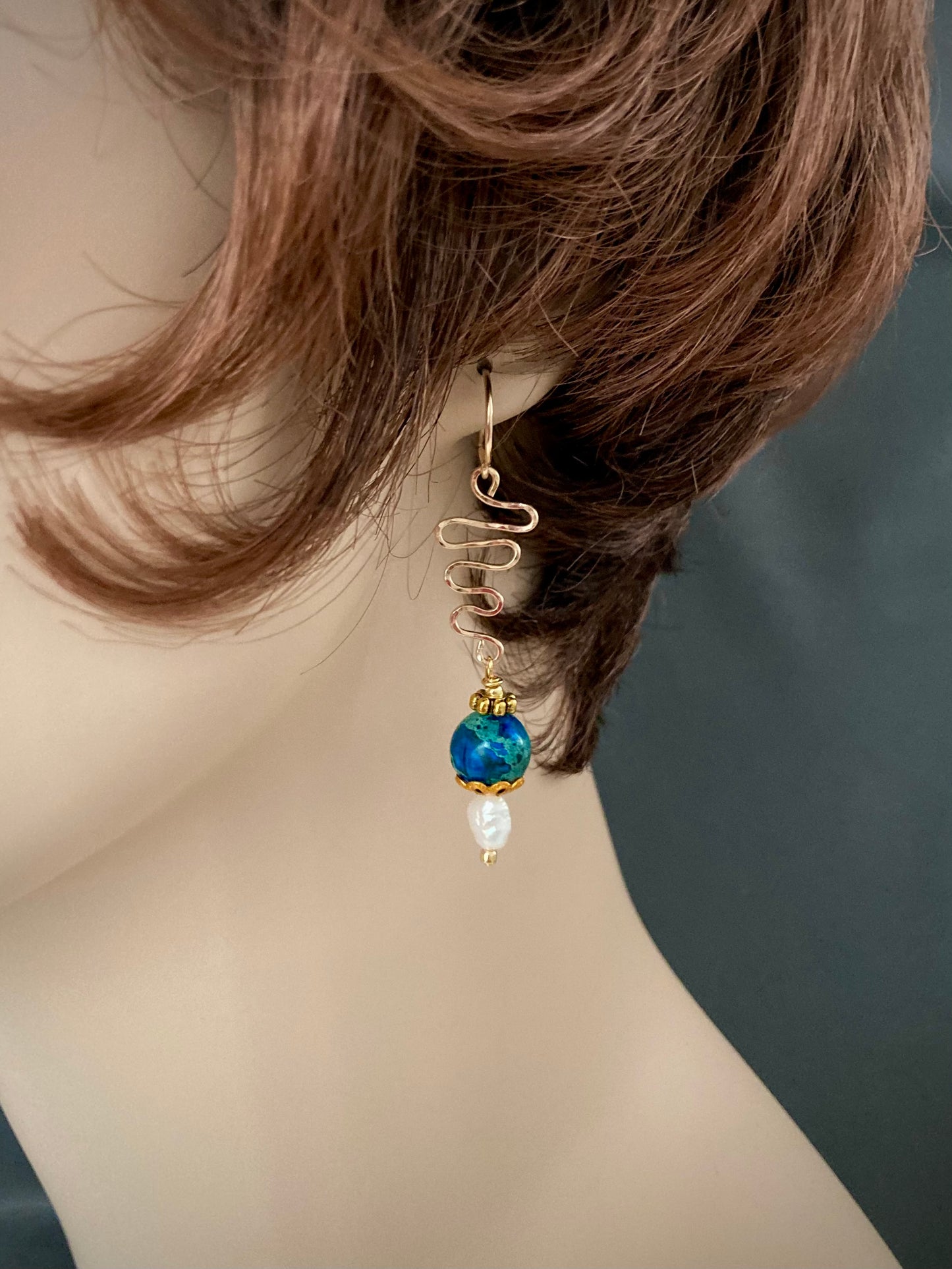 Aqua Blue and Gold earrings