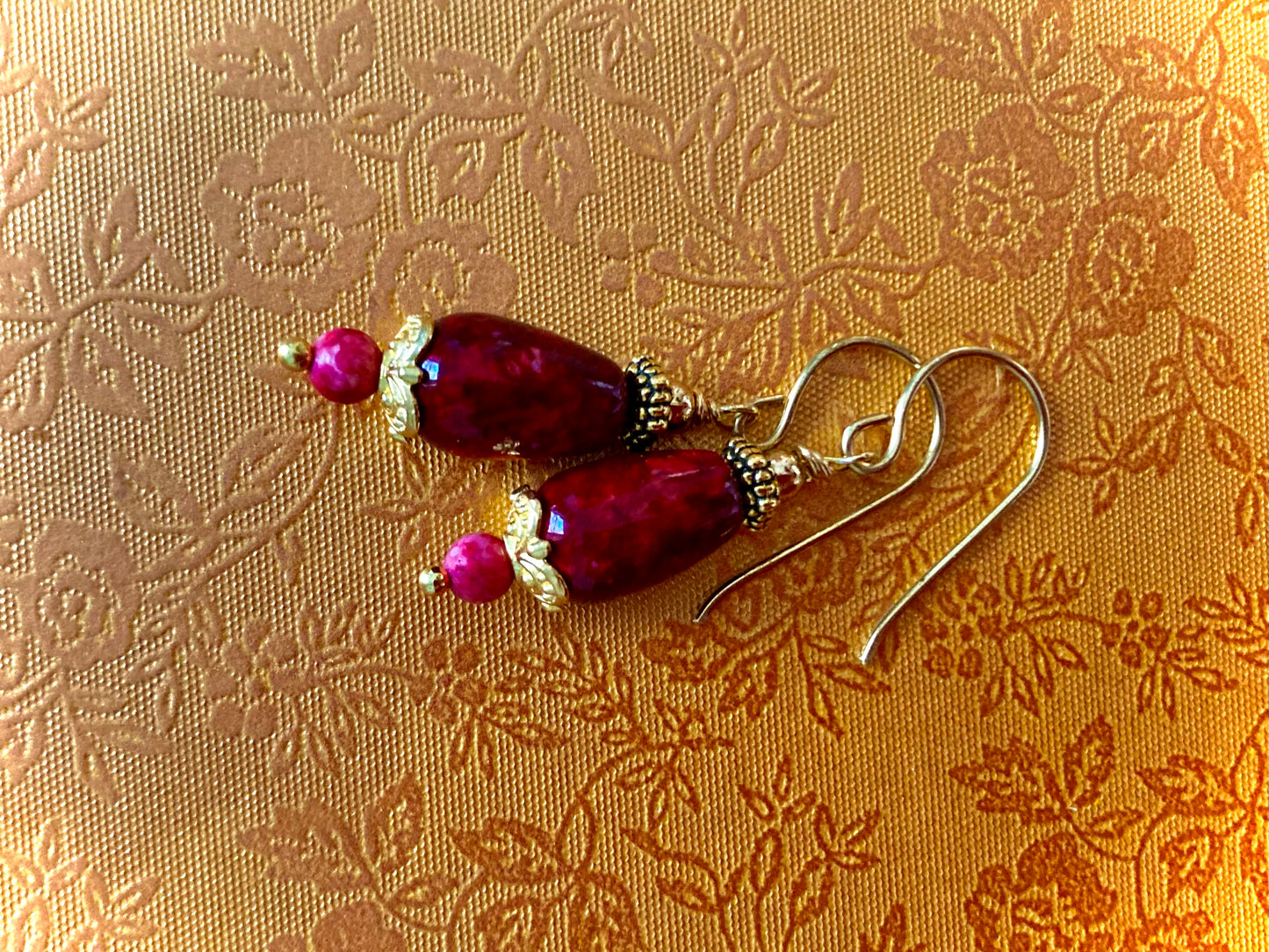 Romantic Deep Red and Gold earrings