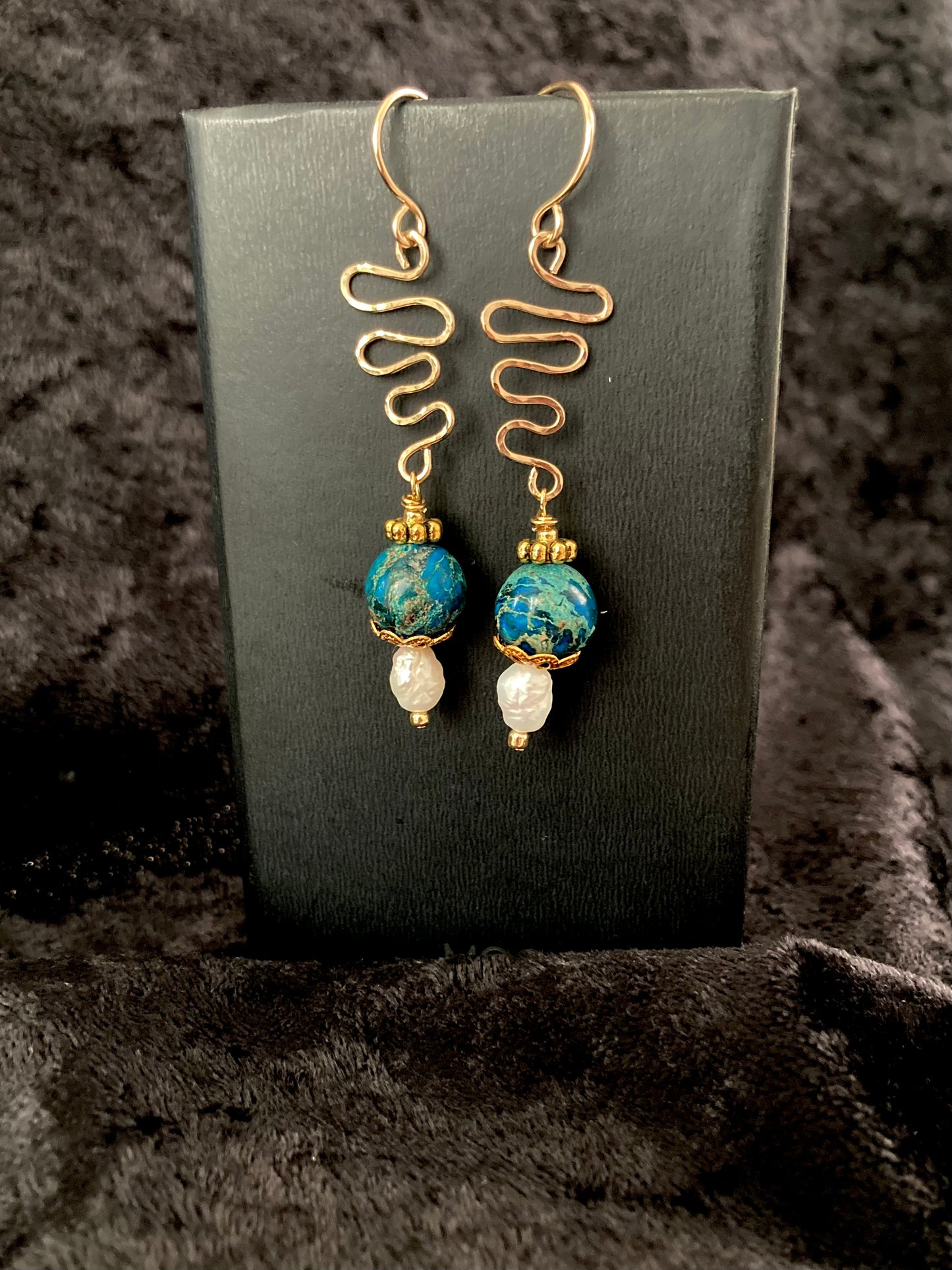 Aqua Blue and Gold earrings