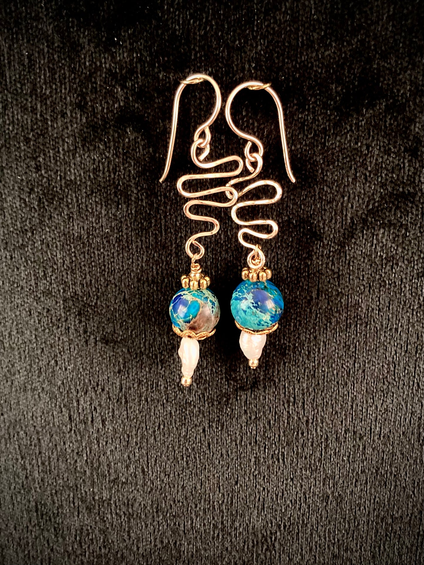 Aqua Blue and Gold earrings