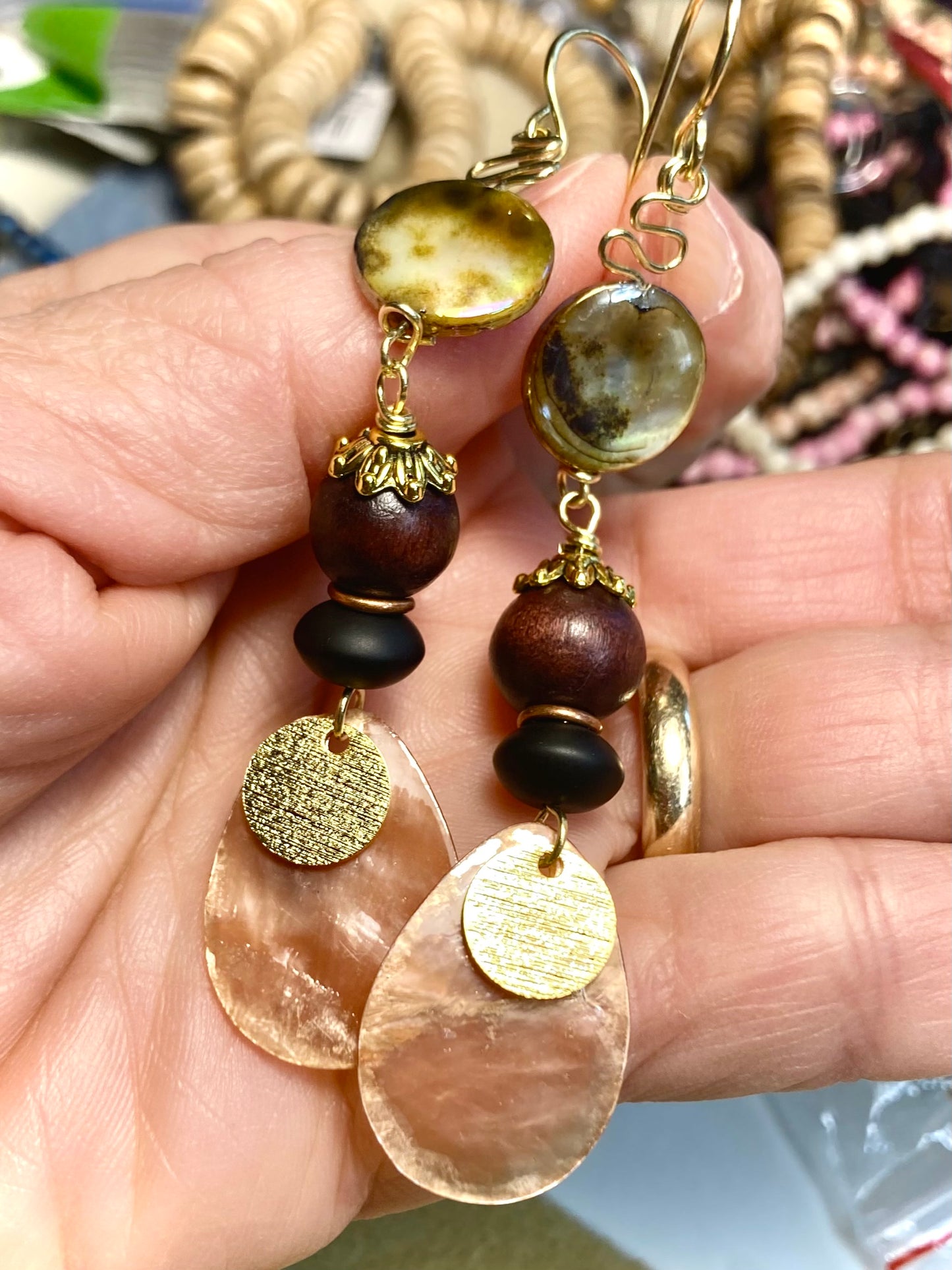 Abalone and Capiz handmade earrings