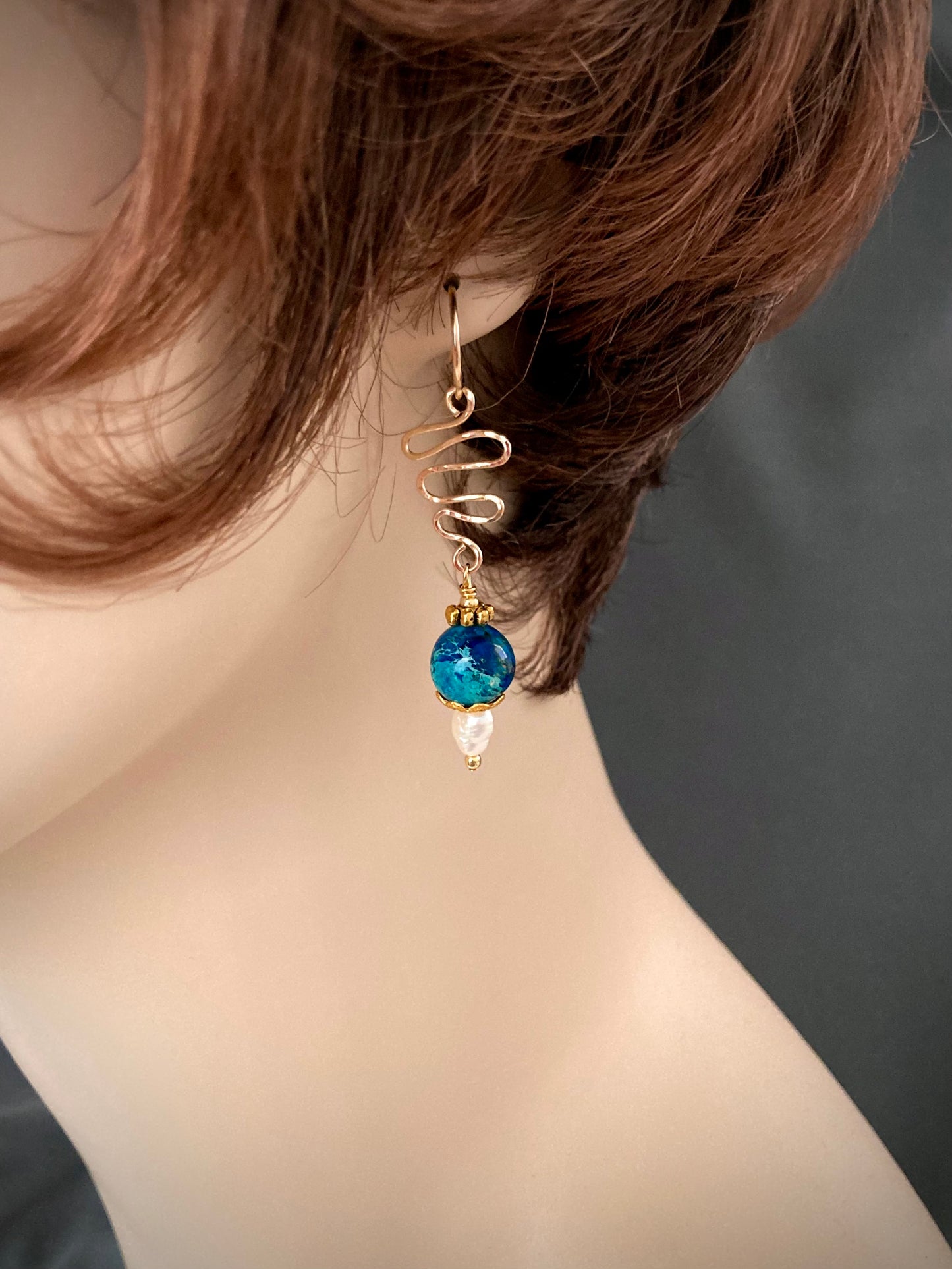 Aqua Blue and Gold earrings