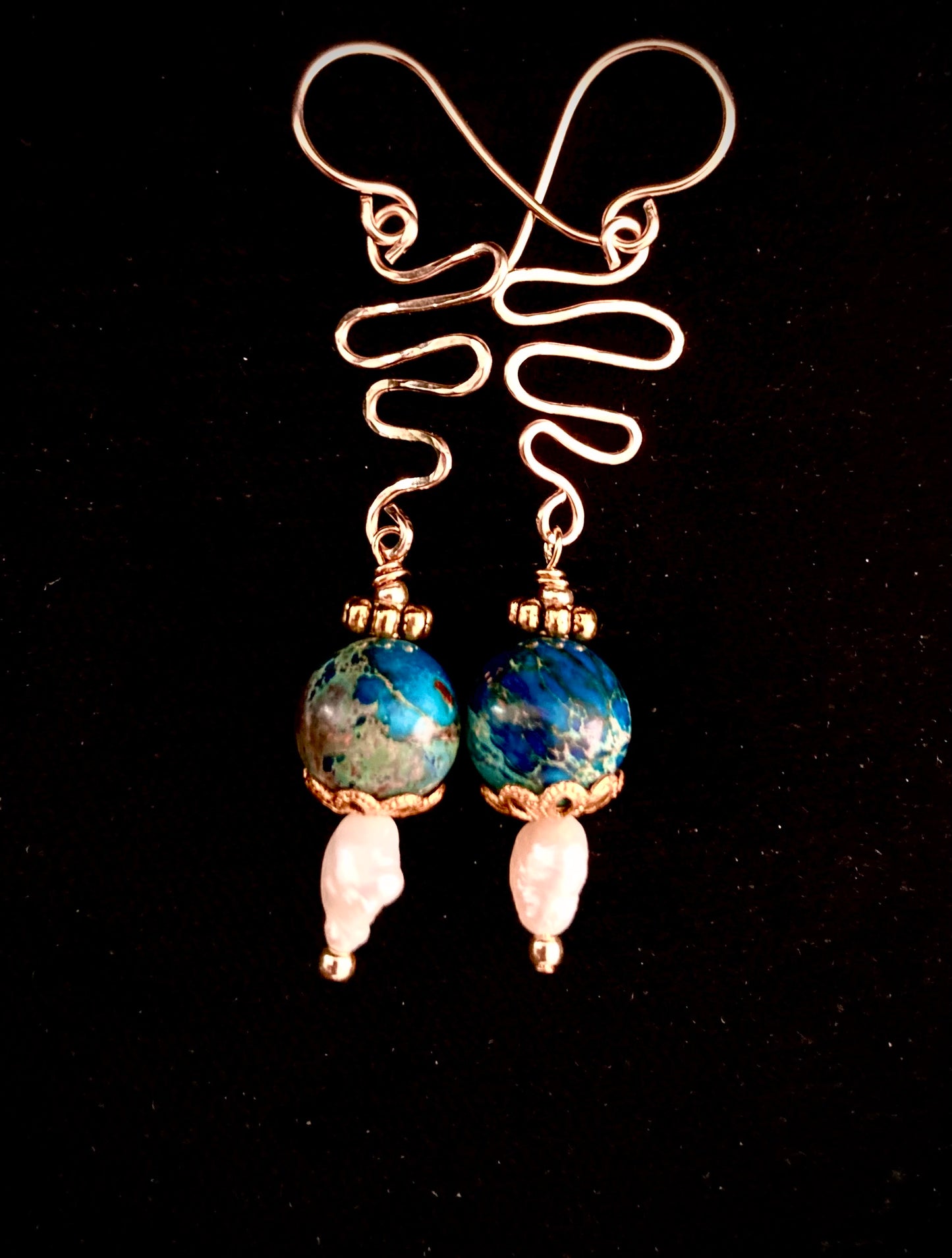 Aqua Blue and Gold earrings