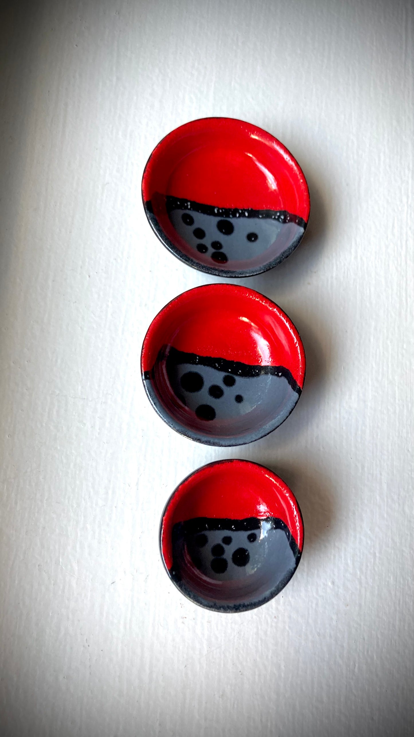 Three Tiny Ceramic ring, trinket bowls