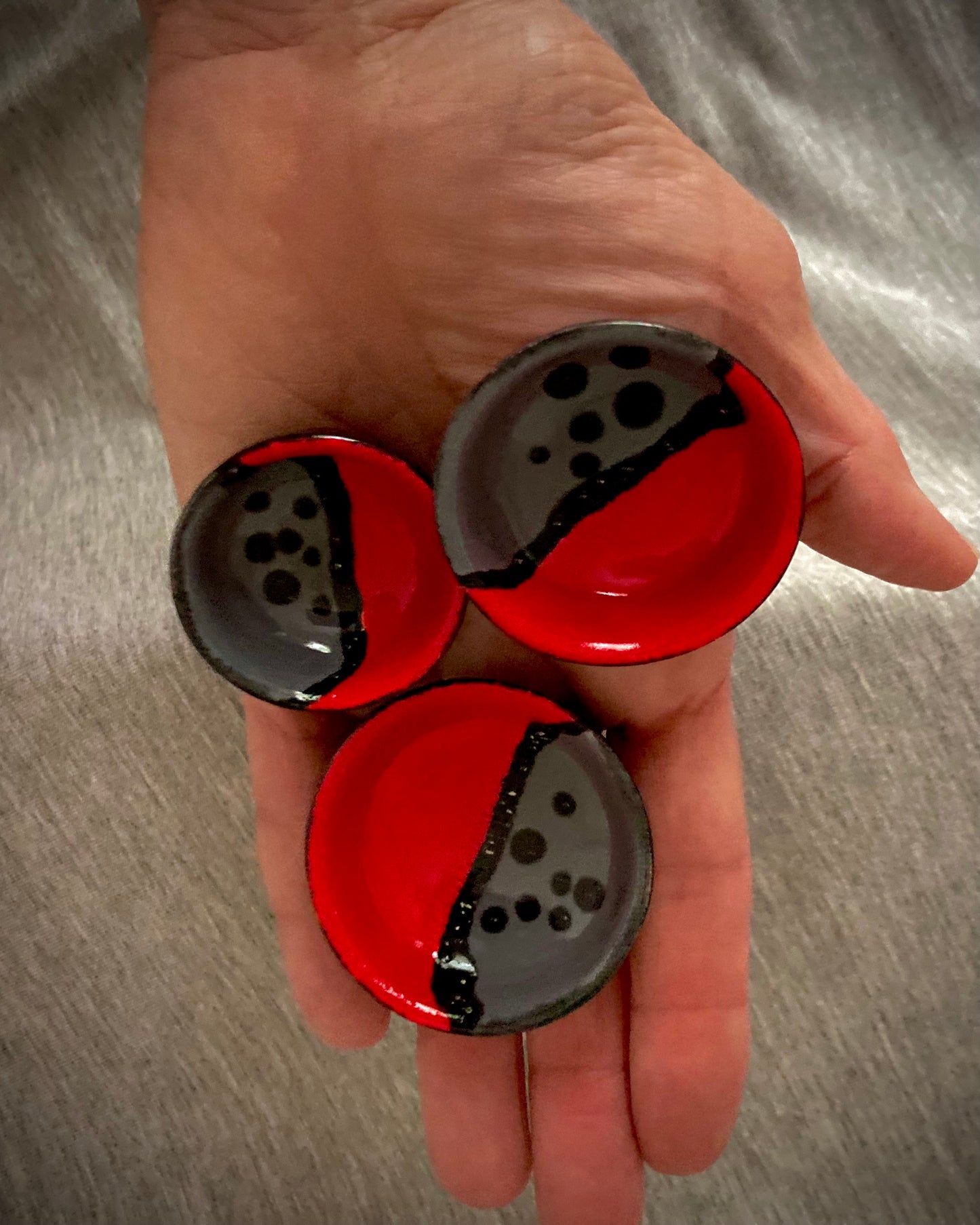 Three Tiny Ceramic ring, trinket bowls