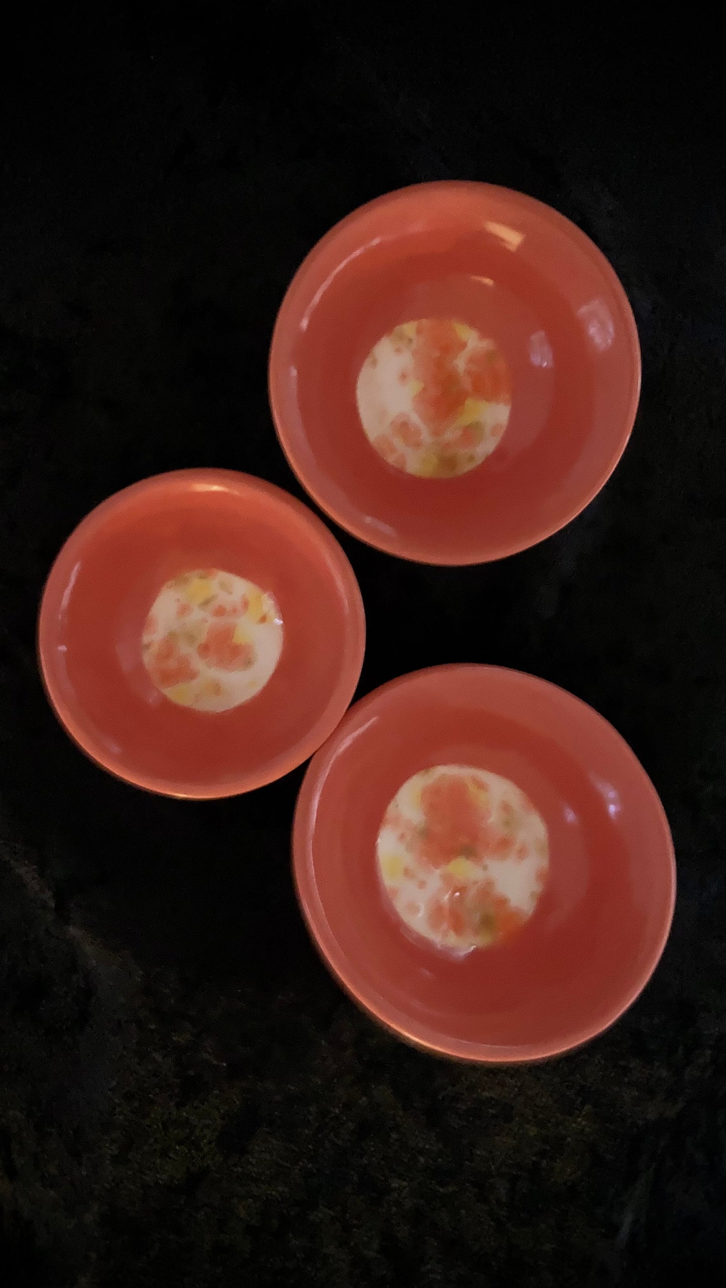 Three Bright Orange Mini Bowls