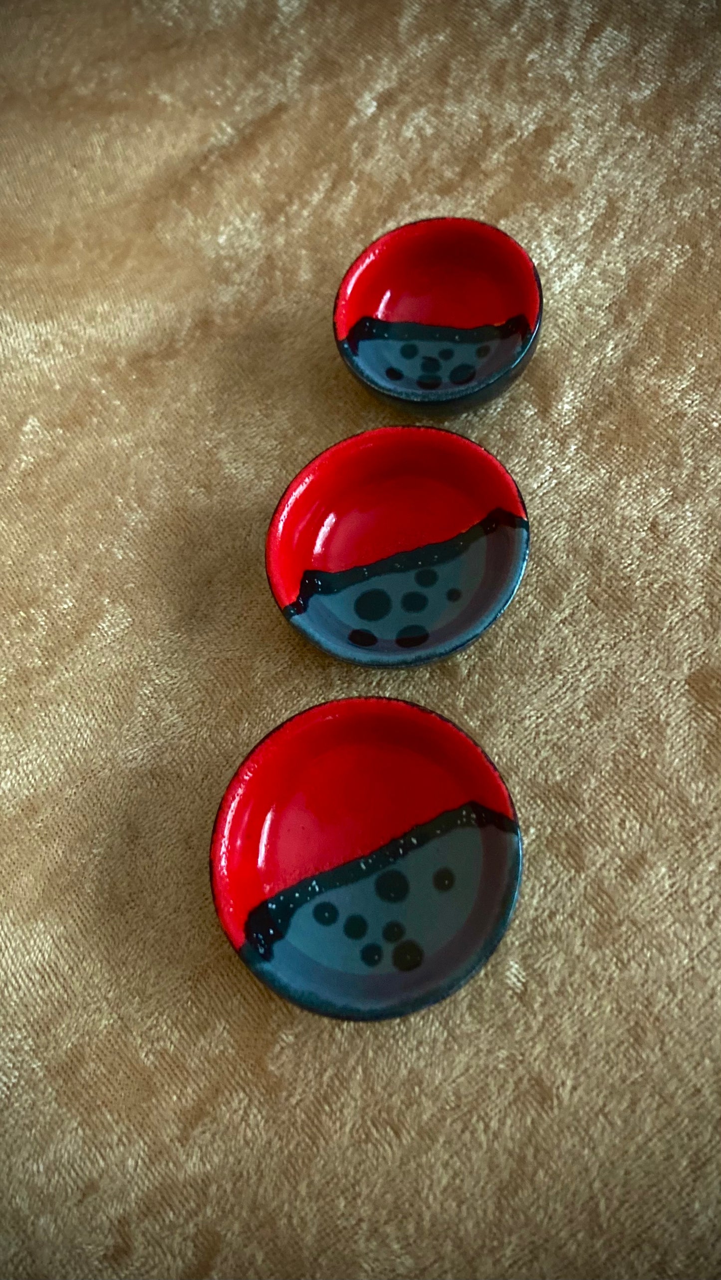 Three Tiny Ceramic ring, trinket bowls