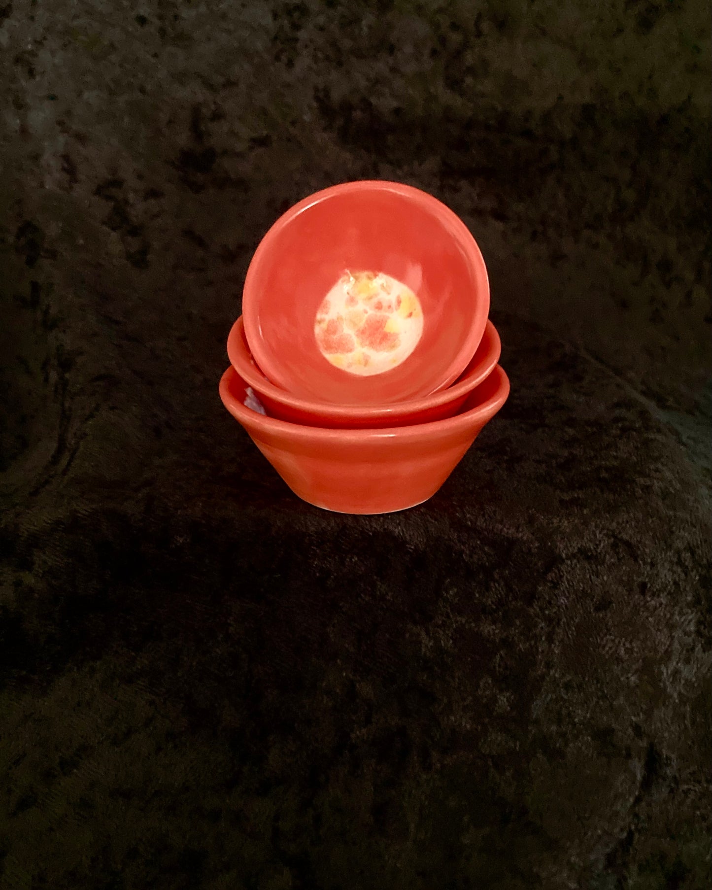 Three Bright Orange Mini Bowls