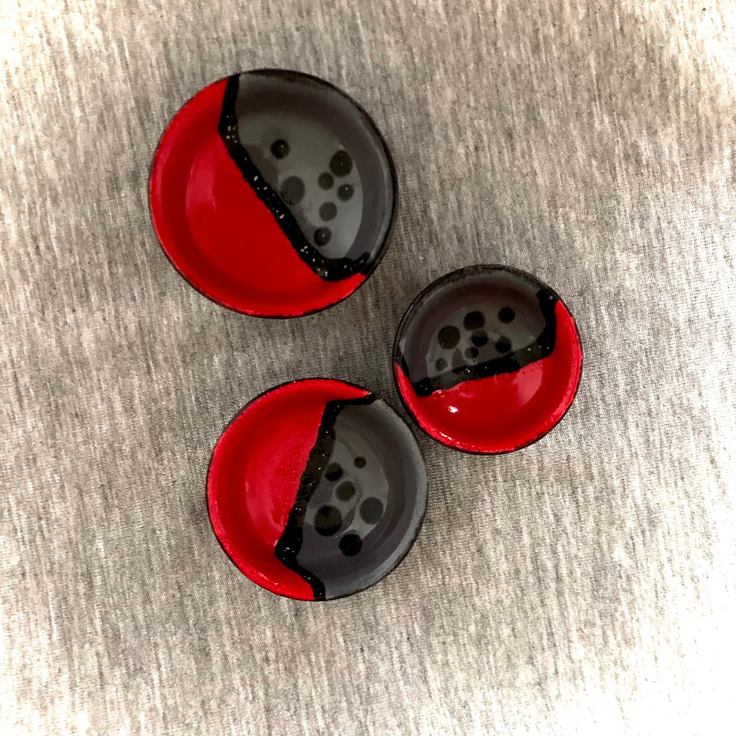 Three Tiny Ceramic ring, trinket bowls