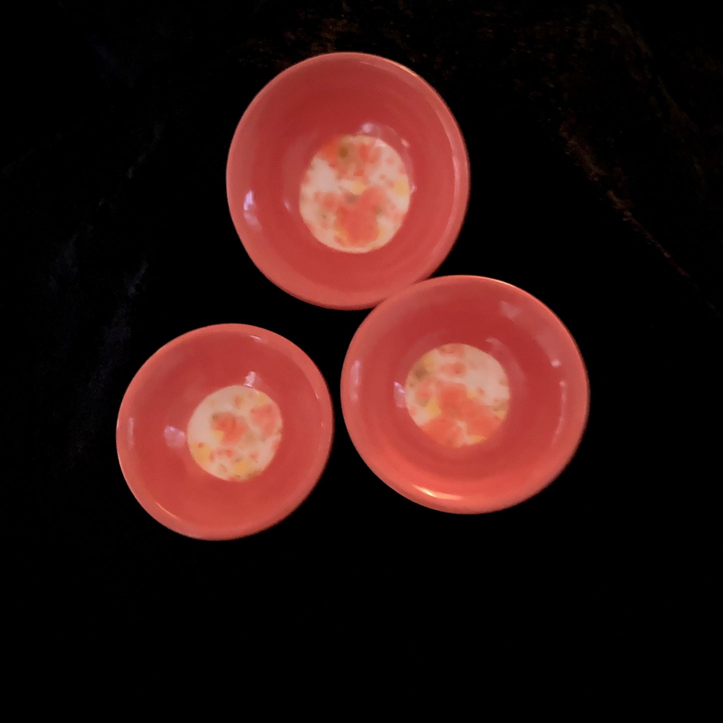 Three Bright Orange Mini Bowls