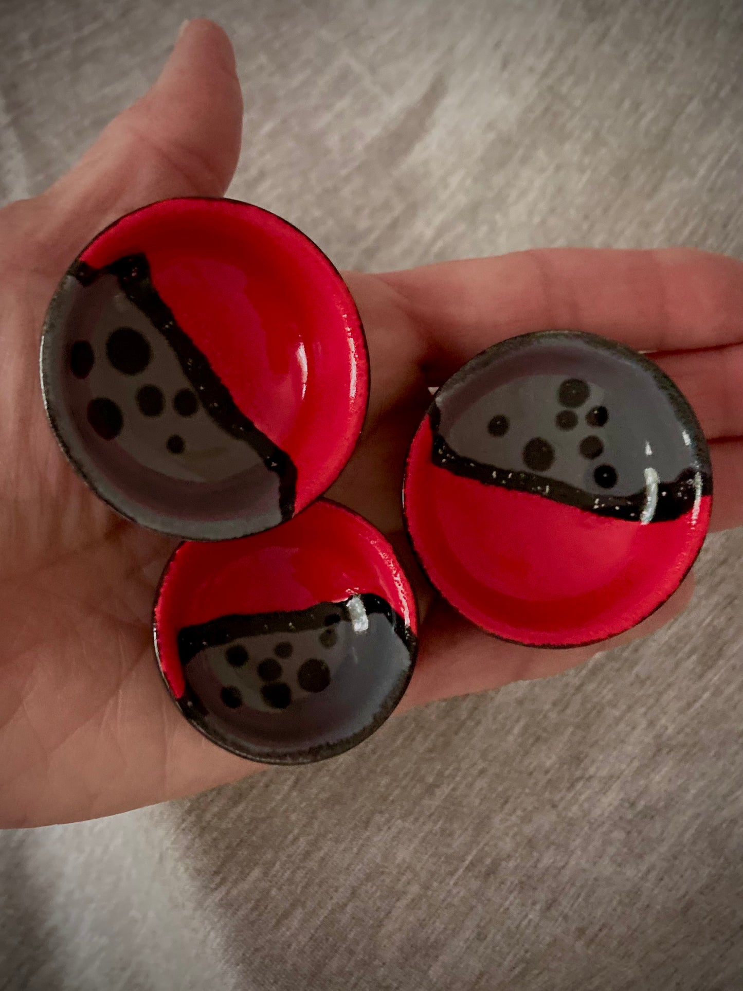 Three Tiny Ceramic ring, trinket bowls