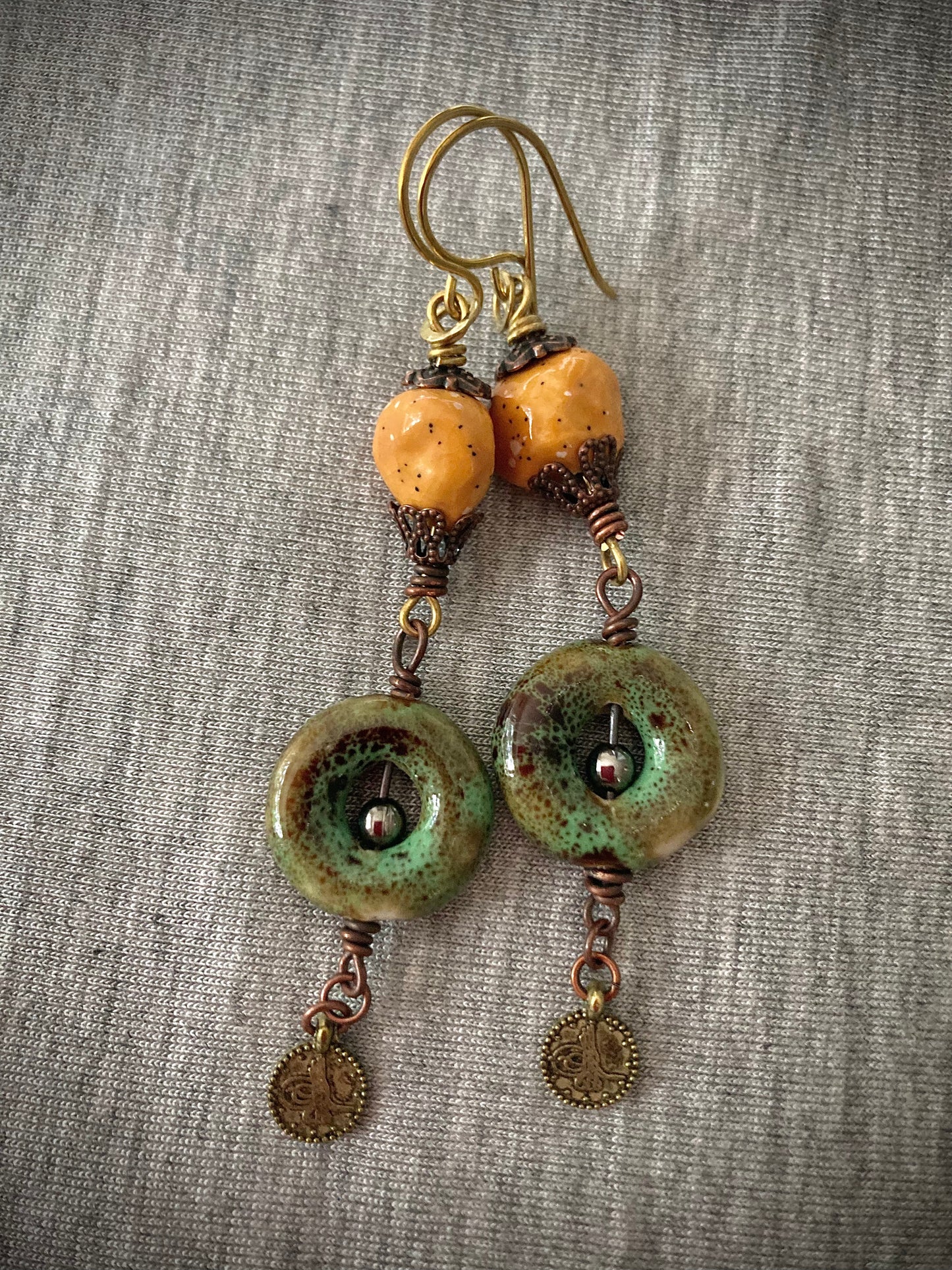 Mixed Metal Ceramic Earrings