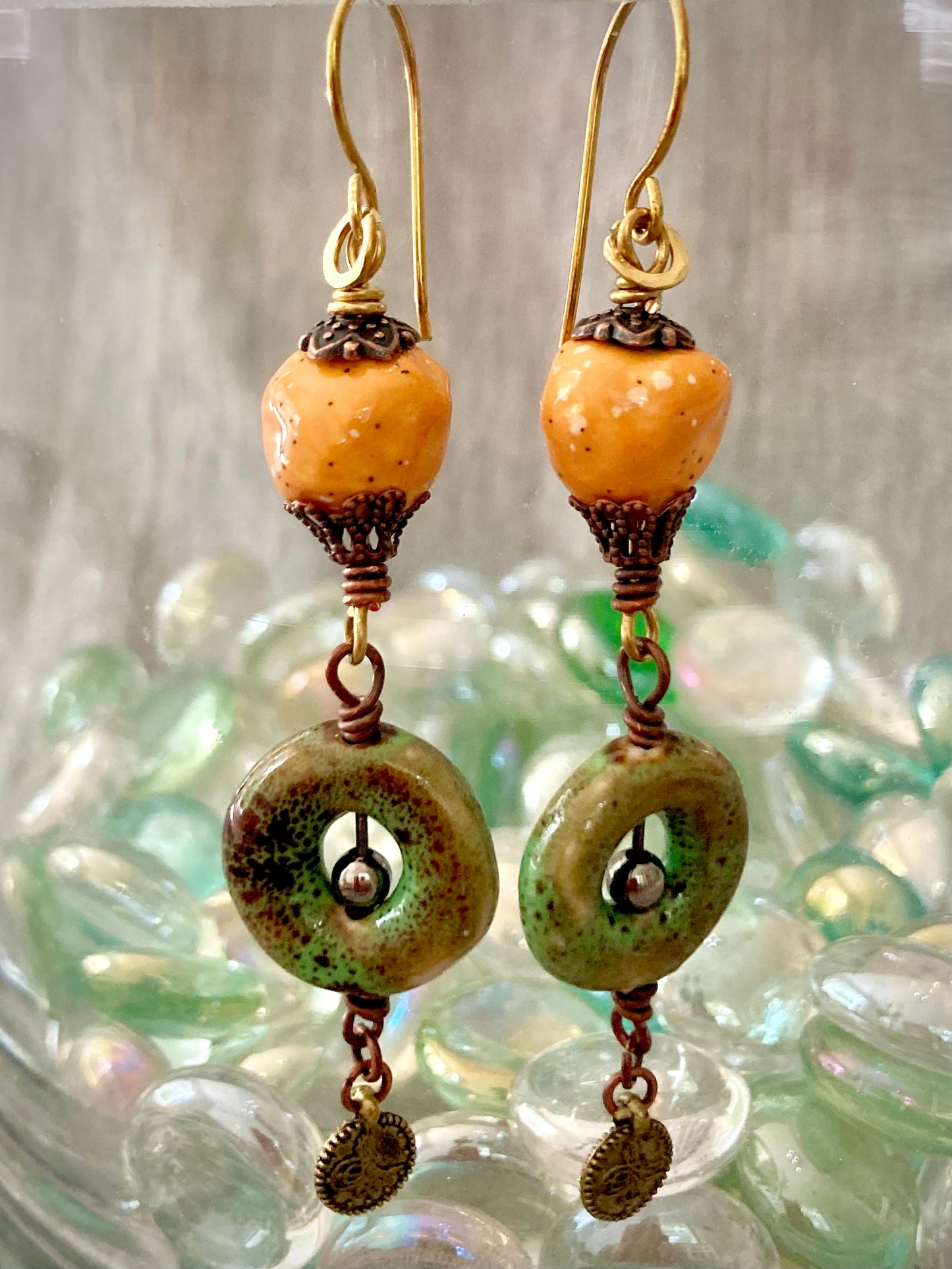 Mixed Metal Ceramic Earrings