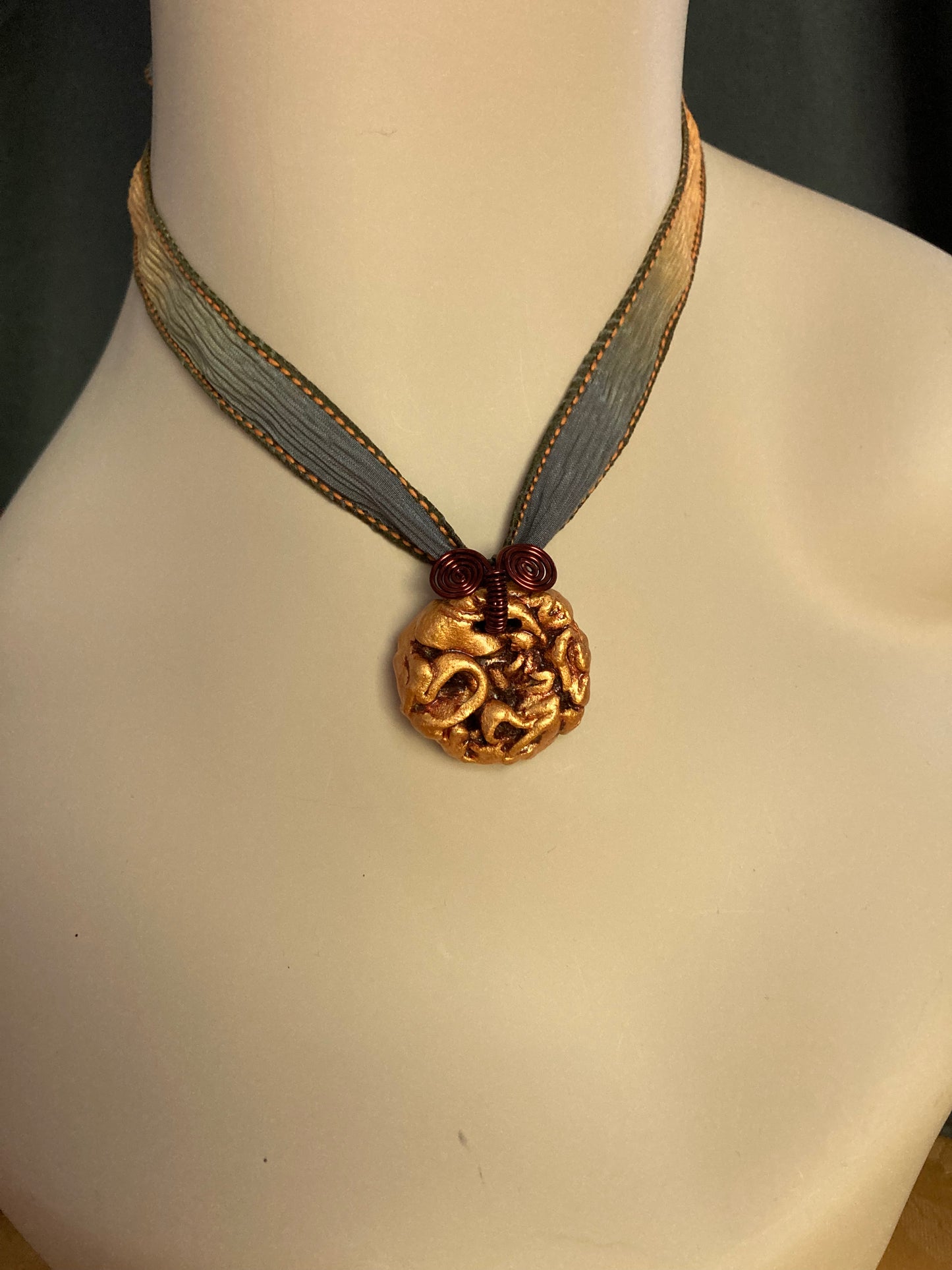 Golden Porcelain Pendant Necklace